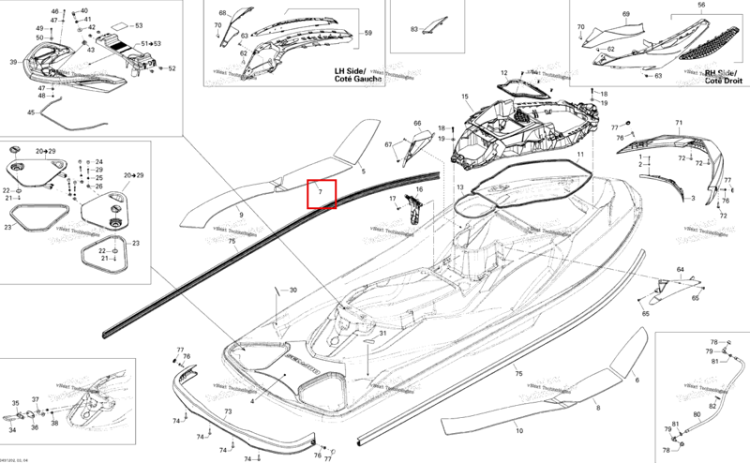Левый Center Carpet Sea-Doo GTX 215 (2012) (291002932)