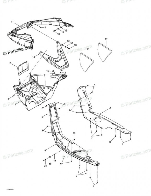 502006681 PAN-BOTTOM FRONT  Пластиковый передний поддон для снегохода