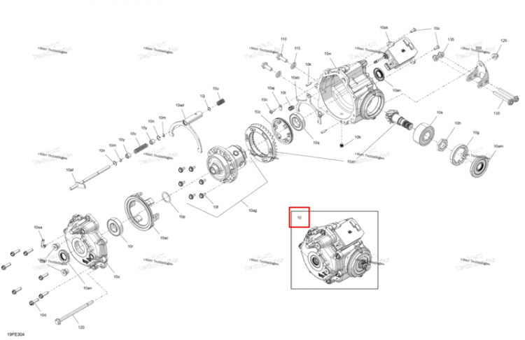 Дифференциал включает 10 to 10 an Can-Am Outlander 4x4 XT 1000R (2025) (705403639)