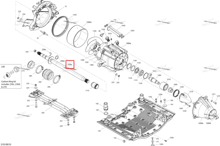 Приводной вал двигатель 300 Sea-Doo RXT 300 (2018) (271001974)