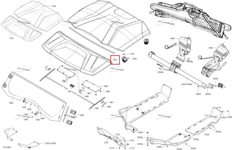 Сальник поддон 1000 мм длинный Package Hunter Can-Am Commander 1000R EFI (2018) (219704368)