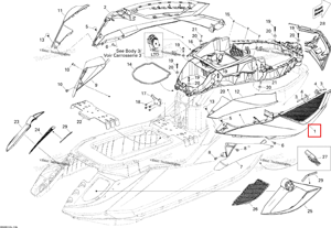 Правый передний корпус крышка Sea-Doo 291002823