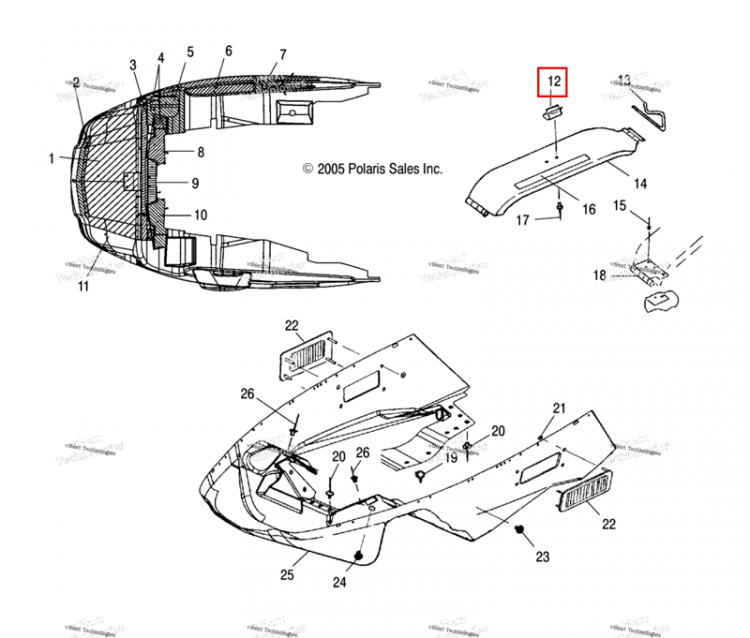 Ремень фиксатор клипса Polaris Widetrak LX (2006) (5222769)