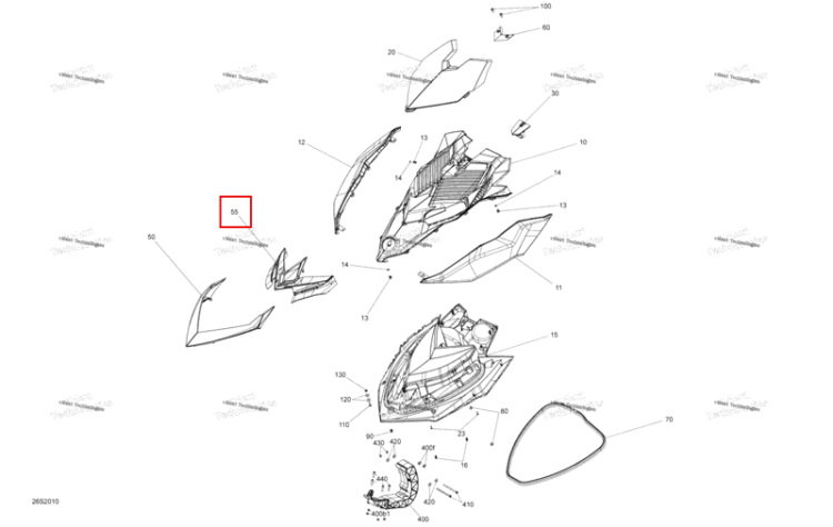 Krypton зелёный опора передний дефлектор модель Jungle зелёный Sea-Doo RXP 300 (2020) (269502405)