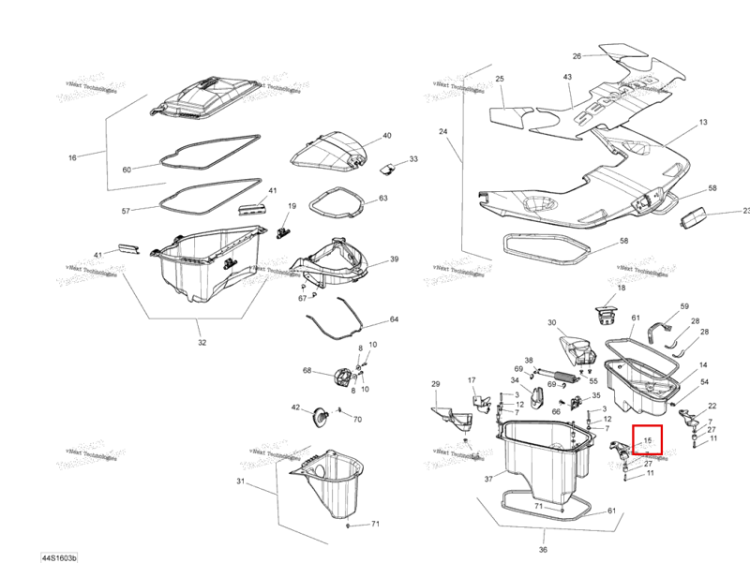 Левый PIVOT опора Sea-Doo RXT (2016) (264000003)