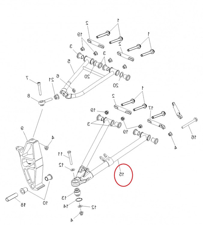 2205368-458 Рычаг нижний правый черный для снегоходов Polaris RMK/PRO RMK 2013-2015" 2204933-458/2204933