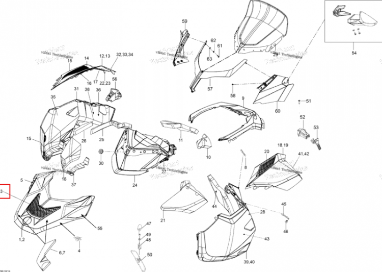 Капот решётка Ski-Doo Expedition TUV 600 H.O. SDI REV-XU (2009) (517303892)