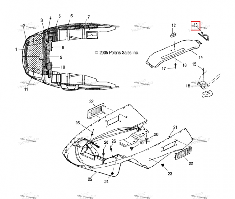 Вариатор защита штифт Polaris Widetrak LX (2006) (7080698)