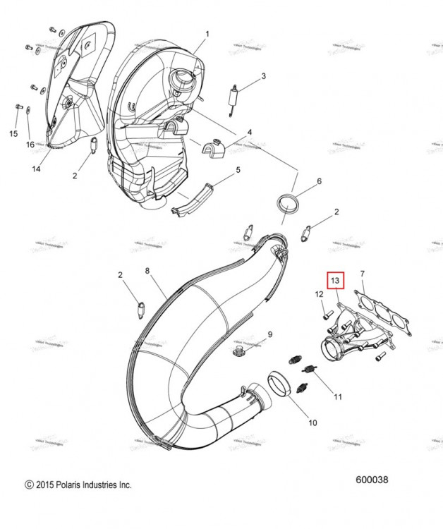 MAINFOLD сварной чёрный HI TEMP Polaris 800 AXYS Pro RMK LE 155 (2017) (1262425-029)