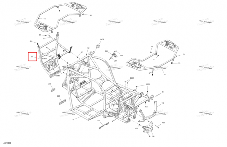 Передний бампер включает 50 to 50 a16 Can-Am Outlander 4x4 DPS 700 (2025) (705208429)