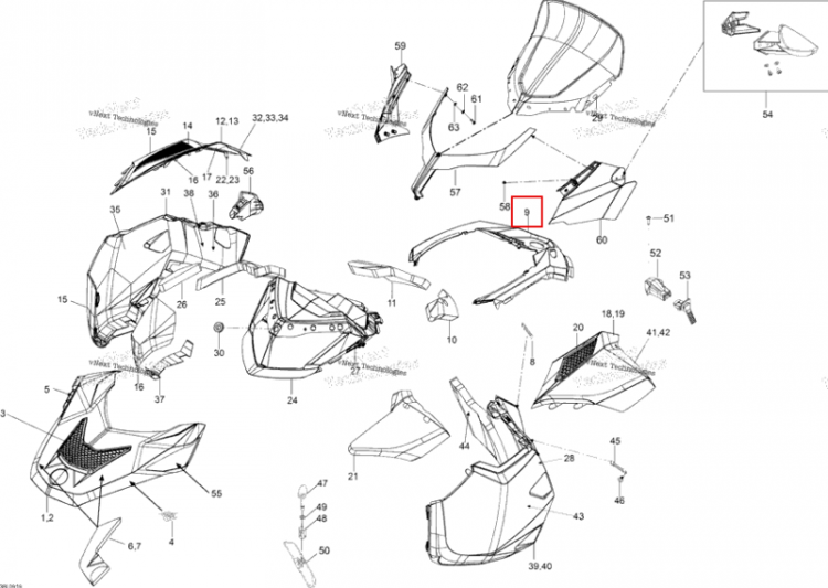 Консоль Ski-Doo Expedition TUV 600 H.O. SDI REV-XU (2009) (517304026)