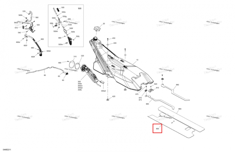 Левый поролон Ski-Doo Summit 850 E-TEC Turbo R X (2024) (513034165)