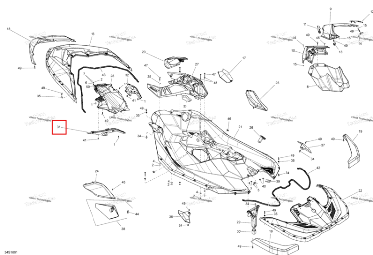 Левый панель облицовка Sea-Doo Spark (2016) (291003696)