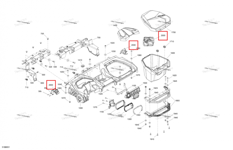 Передний каркас облицовка комплект Can-Am Commander 1000R EFI DPS (2022) (707901021)
