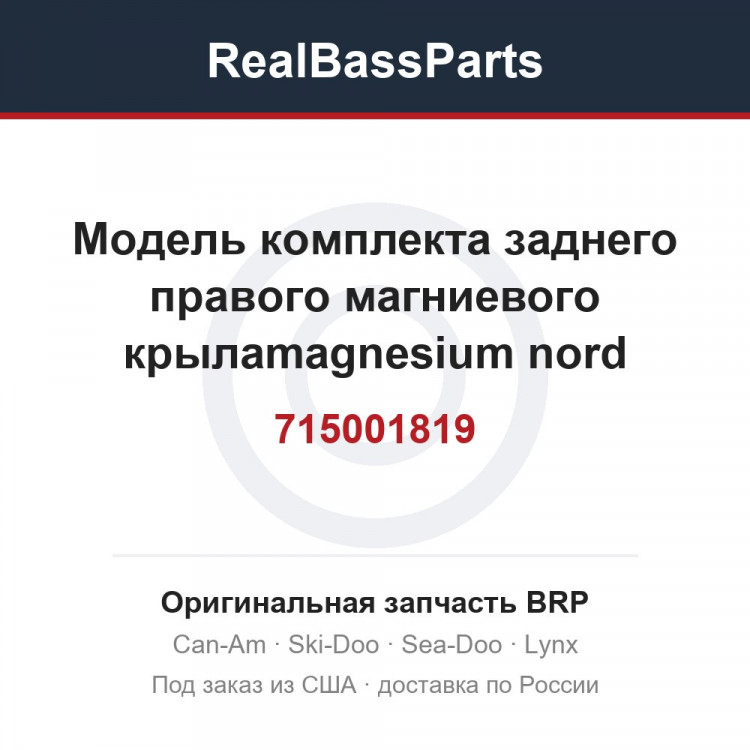 715001819 Модель комплекта заднего правого магниевого крылаmagnesium nord america
