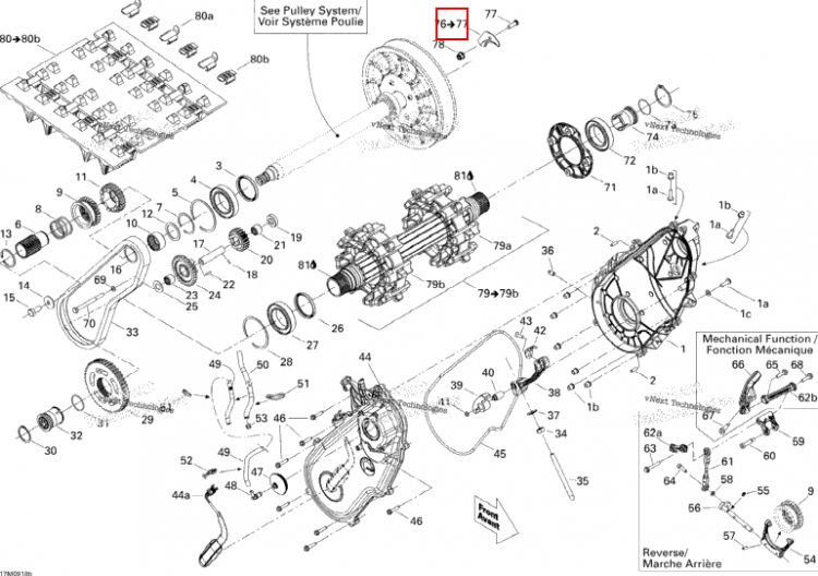 Подшипник корпус включает 76 to 77 Ski-Doo GTX LE 1200 4-TEC (2009) (504152633)