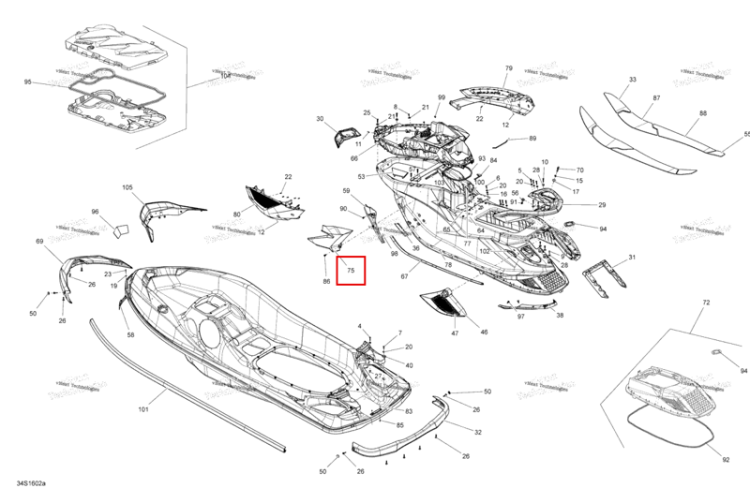 Левый Cosmetic модель GTX S iS Sea-Doo GTX (2016) (291004256)