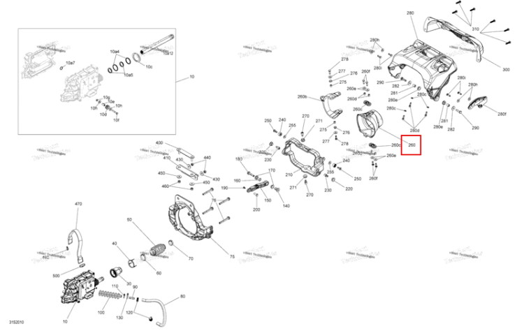 Форсунка Steering в сборе включает 260 TO 260 f Sea-Doo RXP 300 (2020) (267001041)