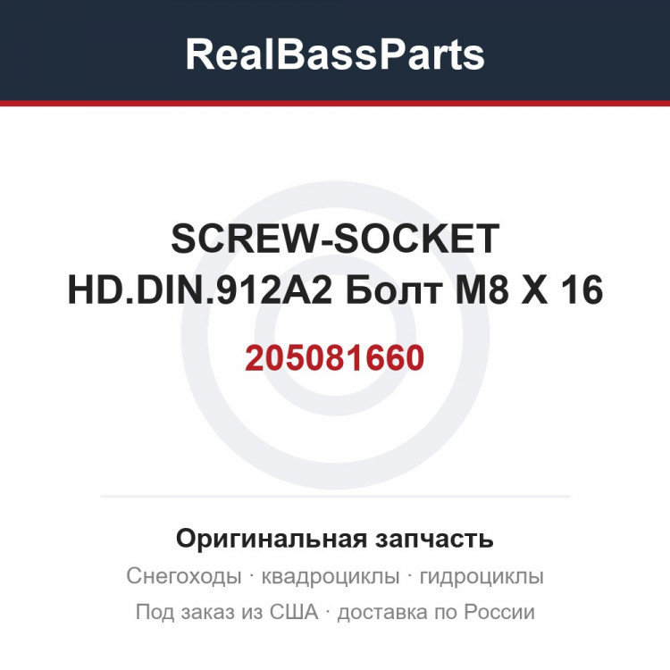 205081660 SCREW-SOCKET HD.DIN.912A2  Болт M8 X 16