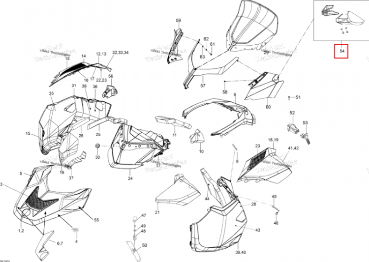 Зеркало правый / левый Ski-Doo Expedition TUV 600 H.O. SDI REV-XU (2009) (517303894)
