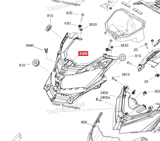 517307446 Корпус фары красный Ski-Doo