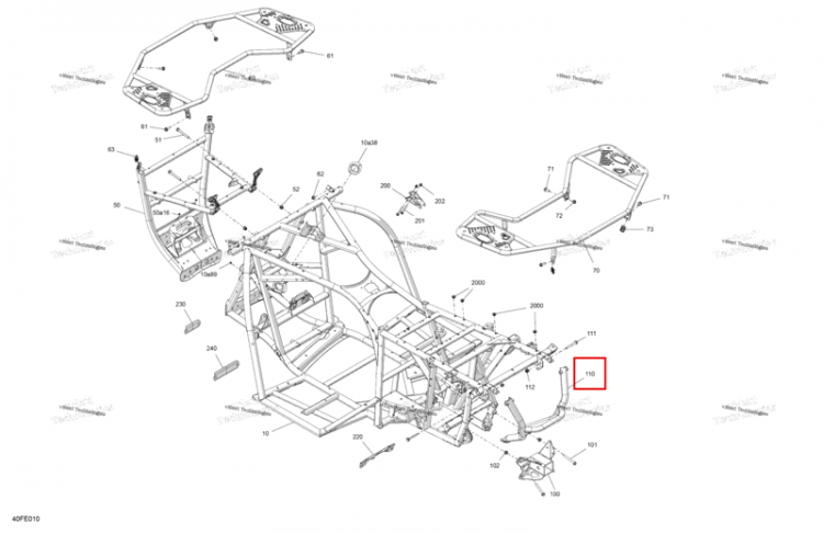 Задний шасси усилитель комплект включает 110 to 110 a1 f Can-Am Outlander 4x4 DPS 700 (2025) (715010520)