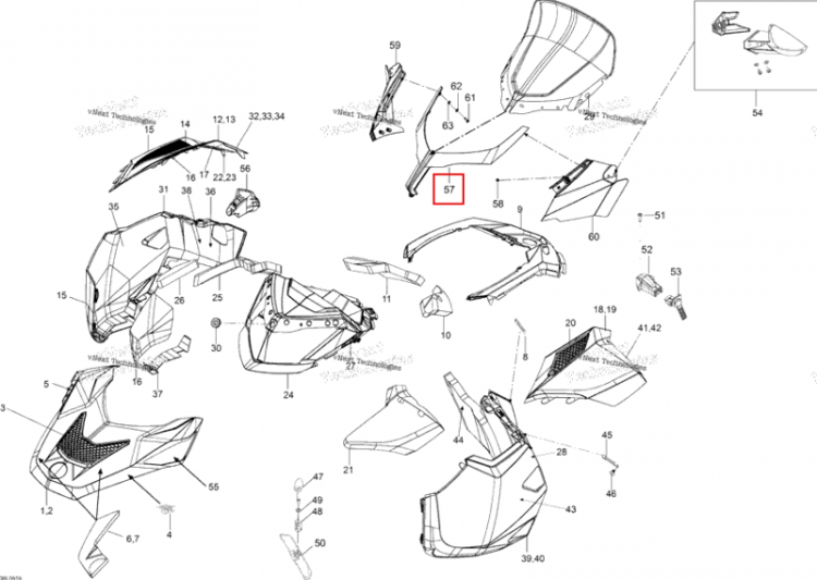 Extra Hight лобовое стекло опора Ski-Doo Expedition TUV 600 H.O. SDI REV-XU (2009) (517303744)