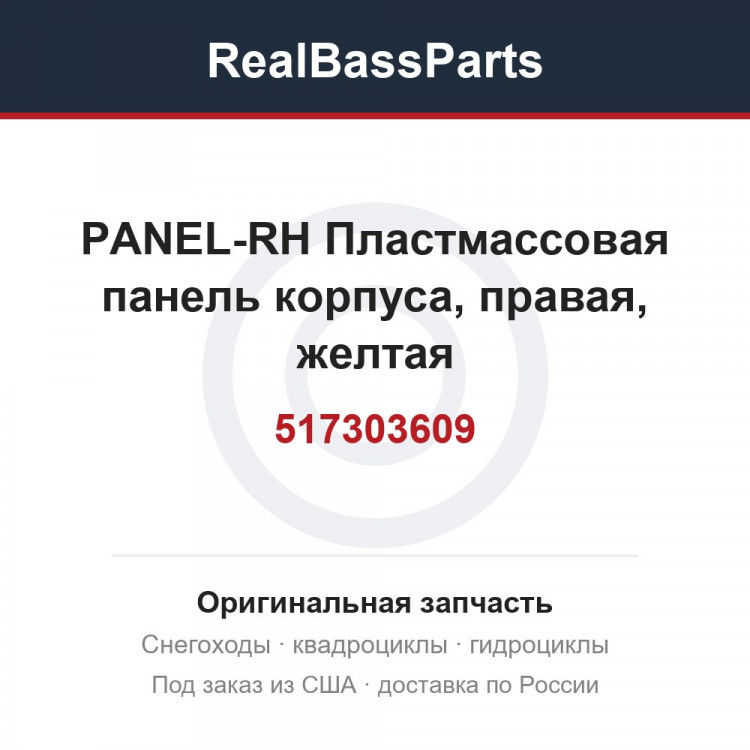 517303609 PANEL-RH  Пластмассовая панель корпуса, правая, желтая