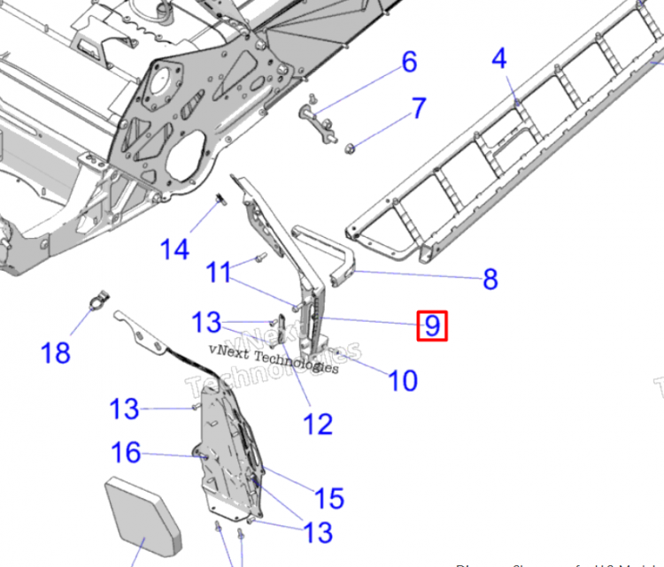 5144729-067 Крепление подножки левое черное 25+ Polaris