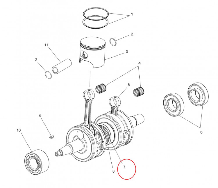 7710528 Кольцо стопорное подшипника коленвала для снегоходов Polaris 600/700/800 7710782