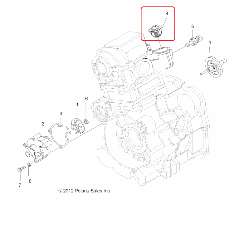 21-63005 Термостат системы охлаждения для квадроциклов Polaris SPORTSMAN 550 2009-2014" 3090135