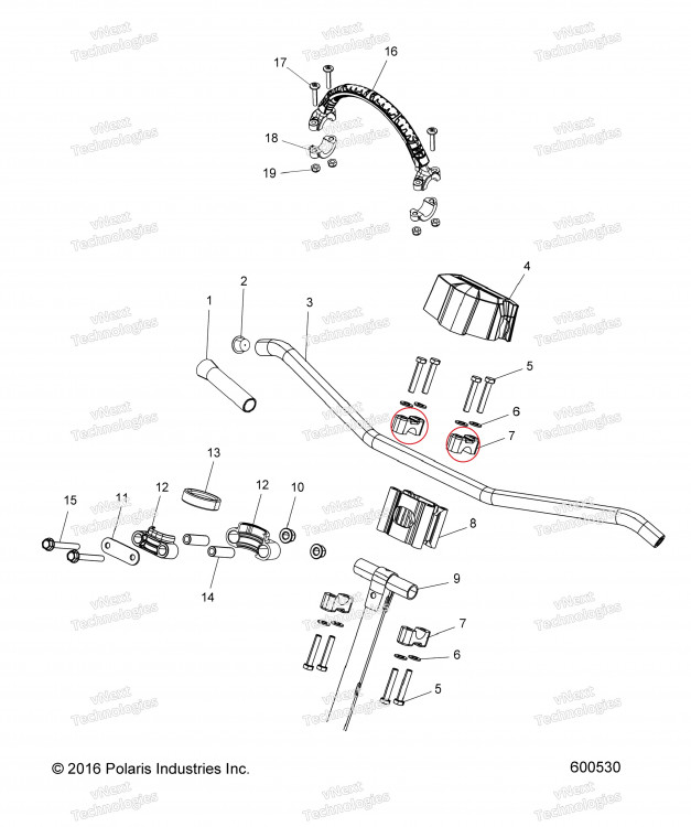 5631311 Крепеж крепления руля для снегоходов Polaris RMK 5631311