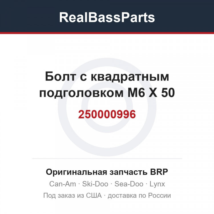 250000996 Болт с квадратным подголовком M6 X 50