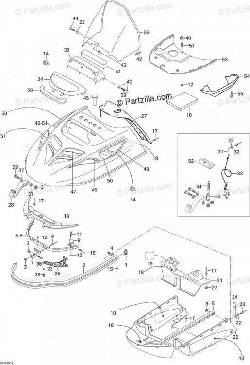 605150366 Капот В СБОРЕ. 600 SUV (BLACK), INCLUDES 25 TO 32