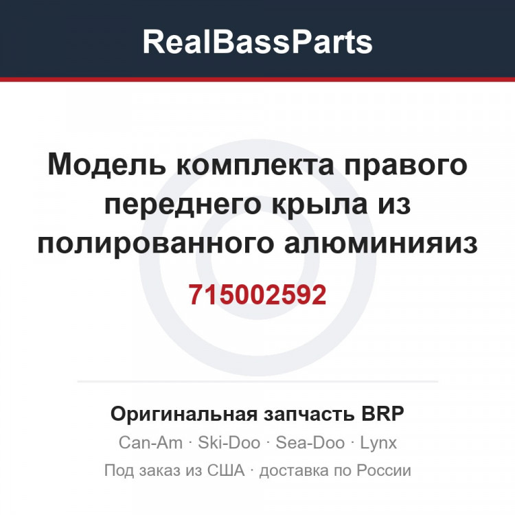715002592 Модель комплекта правого переднего крыла из полированного алюминияиз матового алюминия, Европа