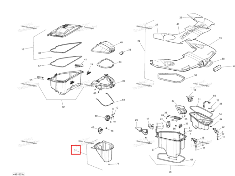 GLOVE коробка в сборе Sea-Doo RXT (2016) (264000068)