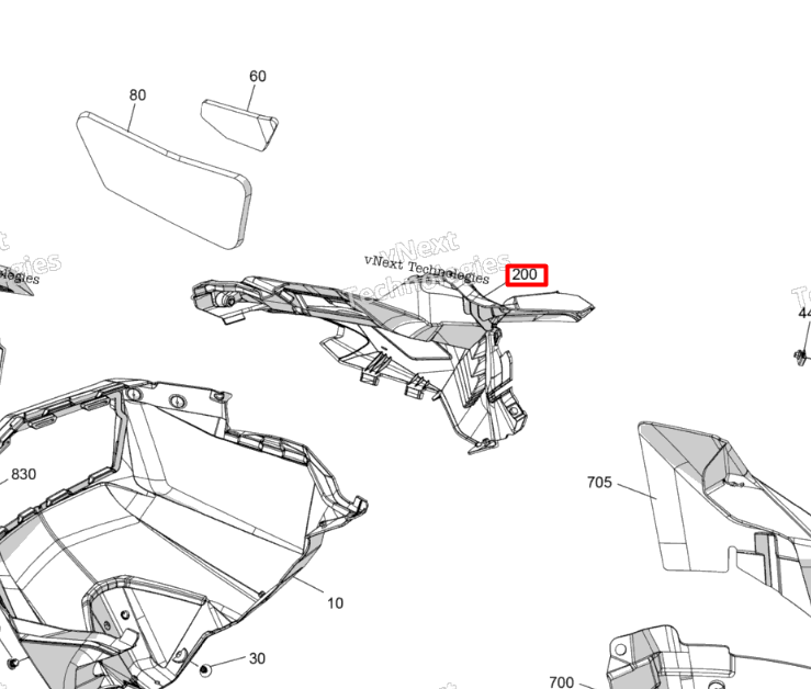 502008262 Панель передняя правая G5 Ski-Doo