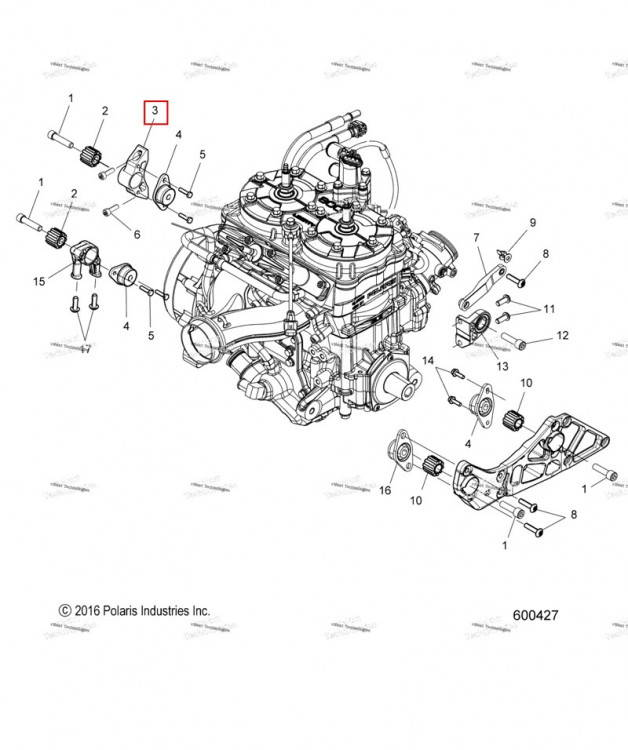 Опора двигателя задний магнето MACHIN Polaris 800 AXYS Pro RMK LE 155 (2017) (5138294)