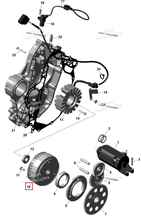 Магнето маховик в сборе Can-Am Outlander 4x4 STD 500 (2025) (420686895)