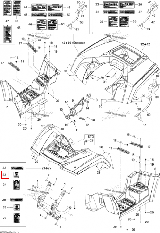 Предупреждающая наклейка Under 16 Years Old English Version Can-Am Outlander MAX 800 XT (2008) (704900642)