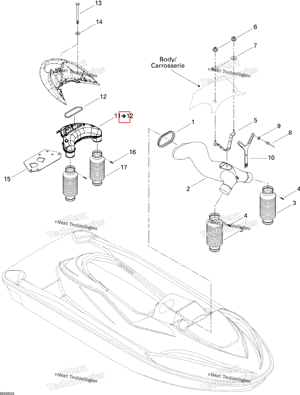 Вентиляция трубка Baffle в сборе Sea-Doo 291001873
