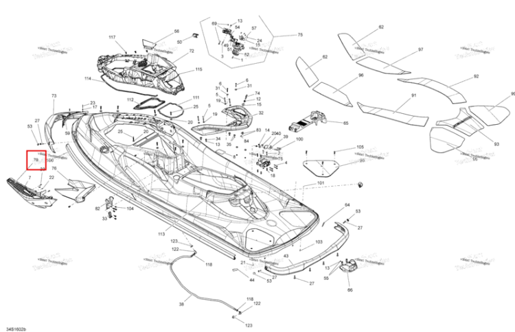 Передний правый Cosmetic Ass Package STD Sea-Doo GTX (2016) (291004176)