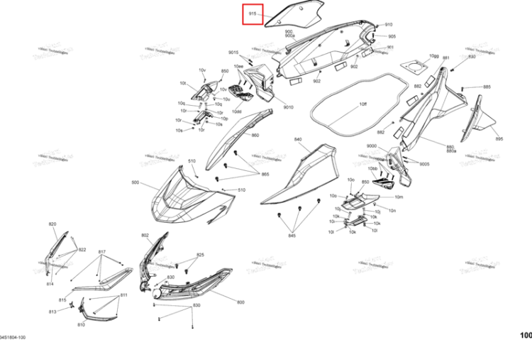 Neon жёлтый Knee накладка правый в сборе Neon жёлтый Models Sea-Doo RXT 300 (2018) (291004801)