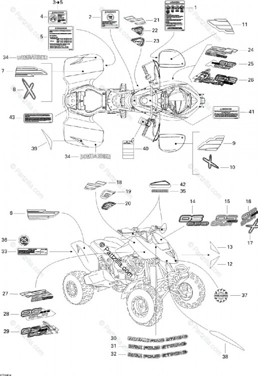 704900637 Наклейка на правую переднюю часть DS baja 650 X
