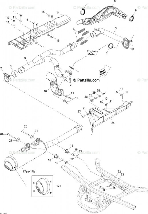 707600573 Глушитель 800R EUROPE, INCLUDES 17A TO 17B