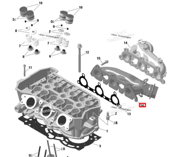 420673498 Коллектор выпускной Ski-Doo 420673497