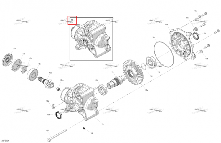Главная передача блок включает 10 to 10 v Can-Am Outlander 4x4 DPS 700 (2025) (705503576)