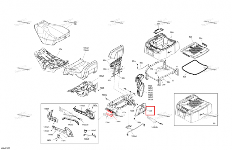 Задний сиденье облицовка Ski-Doo Expedition LE 900 ACE Turbo (2026) (510007867)