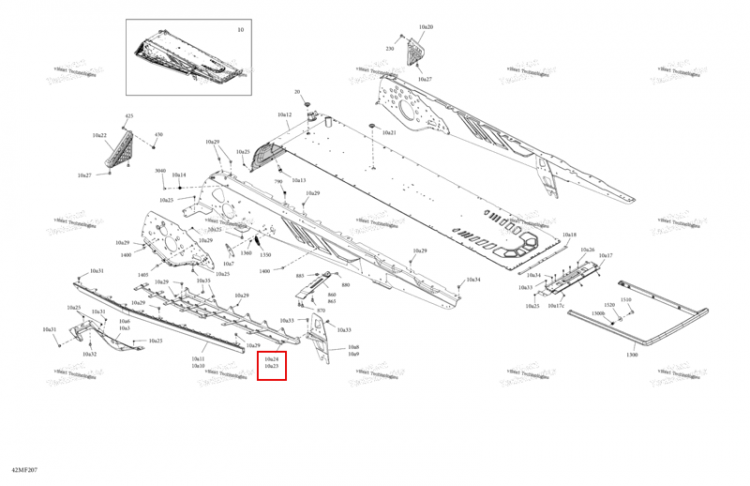 Левый задний Perforated подножка Ski-Doo Summit X 850 E-TEC Turbo R (2026) (518335287)