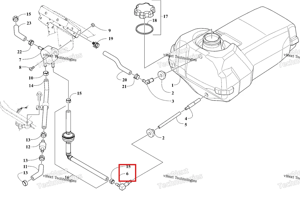 Деталь 0109-284 на схеме узла 2026 Ski-Doo MXZ 200 Gas Tank And Fuel Pump